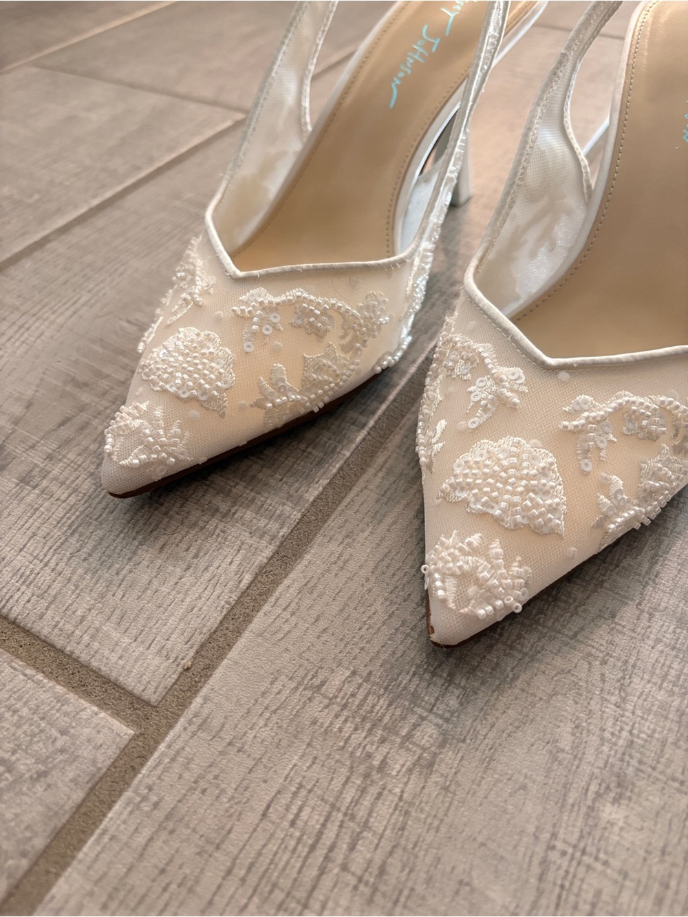 Betsey Johnson Ivory Beaded Pointed-Toe Slingback Heels - Picture 11 of 12